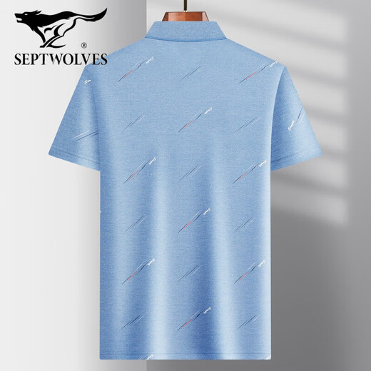 Septwolves Daddy Anzug Sommer Revers Ice Seide Kurzärärmelte T-Shirt mittleren Alters und ältere Männer dünne T-Shirt ältere Männer halbärmelige Basis-Kleidung T-Shirt-9851 Grau Real Pocket XL 52/175