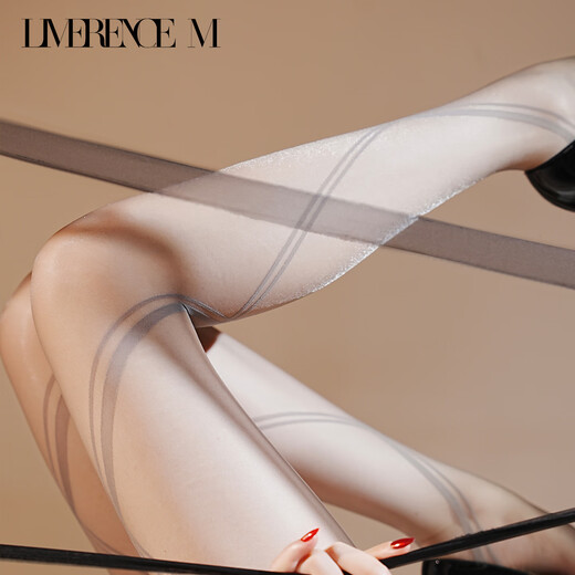 Lai Mi Runsi black bandage ultra-thin T-crotch stockings sexy black silky women's stockings light black 1 pair L-T crotch open crotch