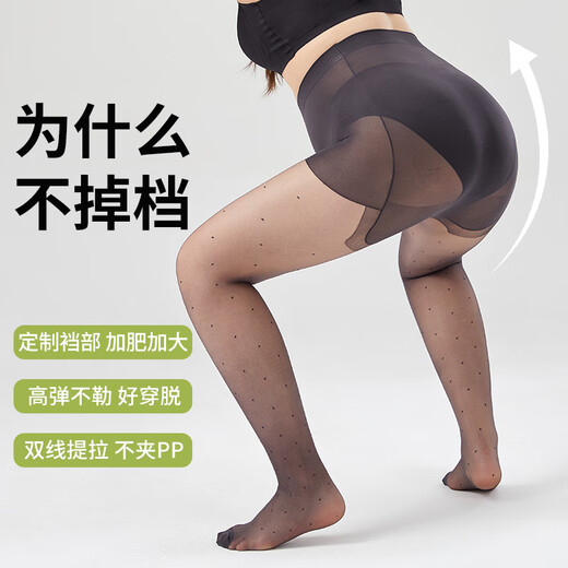 Catman plus size stockings for women, thin anti-snagging silk polka dot light leg artifact, plus fat and enlargement 200Jin Jin equals 0.5kg Fat MM pantyhose black M recommended 90-140Jin Jin equals 0.5kg