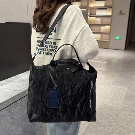 新款大容量短途旅行包简约时尚百搭男女健身包行李包旅行手提单肩 棕色 均码