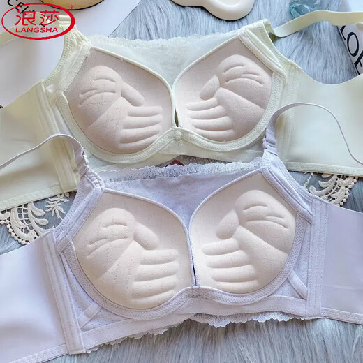 Sous-vêtements de Langsha pour femmes sans anneaux en acier, petits seins, seins plats, soutien-gorge à col mammaire épaissis épaissis sexy
