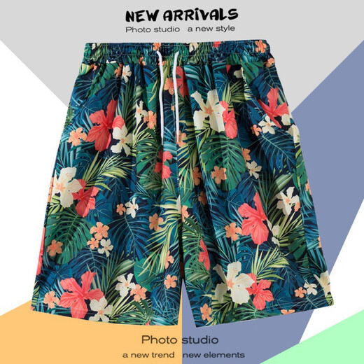 ConNORTON travel loose large size trendy beach pants men's quick-drying five-point casual pants Sanya island vacation shorts South T6626 pants M