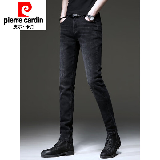 Pierre Cardin 2025 SOMMER SOMMER NEUE HIGH-End Black Strick Jeans Herrenkoreaner Stil Retro Small Foot Stretch Casual Hosen 1049 Grau [Stoff ärgerlich ärgerlich] Dünn 28 [Empfohlen 95-105Jin [Jin entspricht 0,5 kg]]