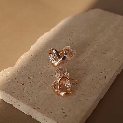 DL 1998 Fat Donglai same color gold earrings S999 silver needle rose gold love earrings 2025 new light luxury earrings without rose gold love earrings