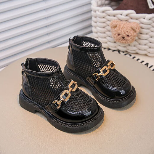 LiYunHouSe Girls Sandals 2025 Summer New Breathable Mesh Boots Little Girls Martin Boots Baby Boys Short Boots Children's Sandals Black Upgraded Version 23 Inner Length About 14.5cm