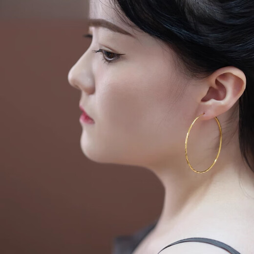 DL 1998 Fat Donglai same style 18K gold large hoop earrings 2025 new model main picture pattern gold color 5.0 cm
