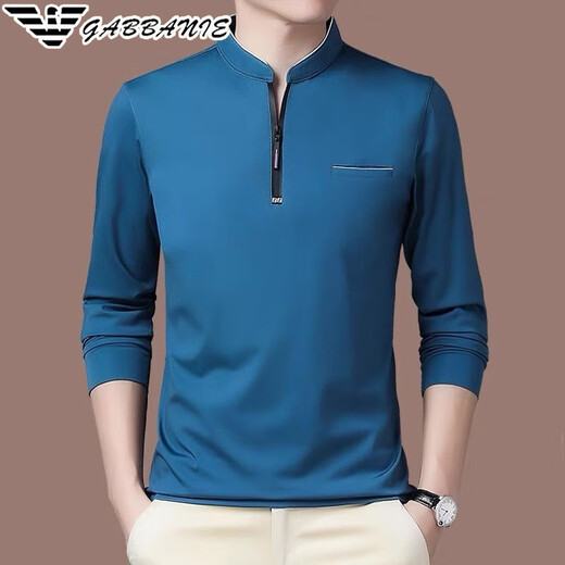 Falamone Armani Herren langärmelige Stand-Collar-T-Shirt High-End Business Cason Cotton Sweatshirt Spring Neues Basishemd Trend GA/6625 Rose Red Plüsch S 165/84a
