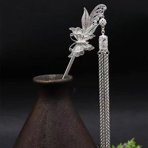 Enchanting cat sterling silver hairpin headwear for women, high-end 2025 antique style hairpin, practical ladies birthday gift, niche high-end