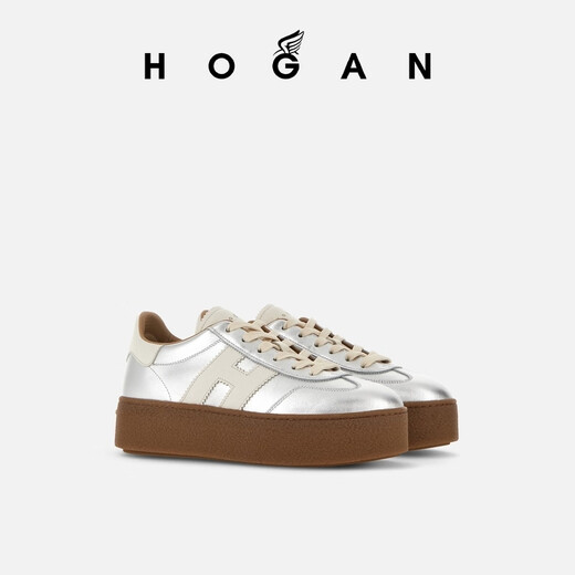 HOGAN【七夕礼物】女鞋早秋新品Platform系列H698时尚厚底休闲鞋 银色 36
