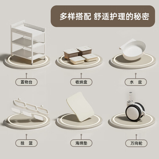 霍约斯德国尿布台婴儿护理台多功能全塑料婴儿床可移动新生儿换衣洗澡抚 尿布台基础款(环保HDPE+0甲醛)