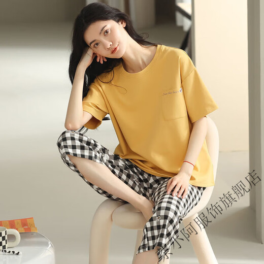 Cha xiao Un pijama para mujeres verano de pijamas suelto de manga corta pantalones de estilo coreano con ropa casual de ropa casual traje n64 t-9848 (pantalones cortos) 2xl (145-165jin [Jin equivale a 0.5 kg])