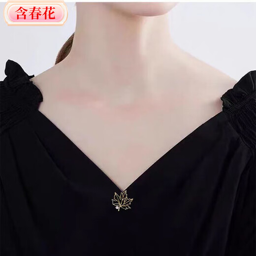 Retro temperament design with spring flowers, maple leaf double-leaf brooch, men's and women's suit shirt collar, metal pin, brooch, collar pin, accessories, gold brooch