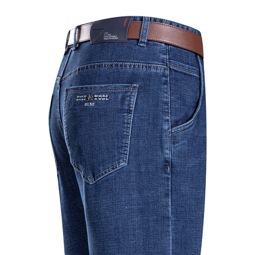 Goldlion Summer Thin Stretch Jeans hommes droits en vrac respirant dada d'âge moyen Business Men's Casual Long Lan Black (3881 Spring and Automn Style) régulier 33 (2 pieds 6)