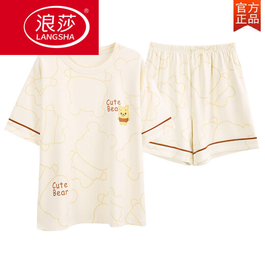 
LangSha 2025 new casual pajamas for women summer pure cotton short-sleeved shorts summer cartoon home clothing suit comfortable 9859 [short-sleeved short-trousers] M [recommended to wear 80-100 Jin [Jin equals 0.5 kg]]
