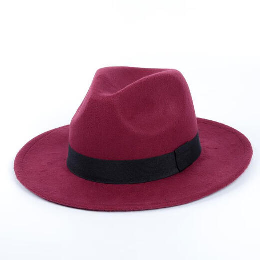 Gisellen popping hat hip-hop performance hat small top hat male British jazz hat small Korean style hip-hop performance burgundy adult M (56-58cm)