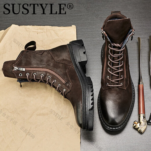 Bottes Martin en cuir authentique Martin pour hommes de style britannique