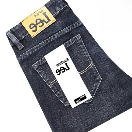 Lee DPRRE Summer Dünne Stretch Jeans -Männergeschäft losen losen locker lässiger Großgröße Hochtütig atmungsaktive kühle Herrenhosen 866 Blau (ein Stück) Bild ist Revers Mirror Display 32 (Taillenumfang 2,5 Fuß)