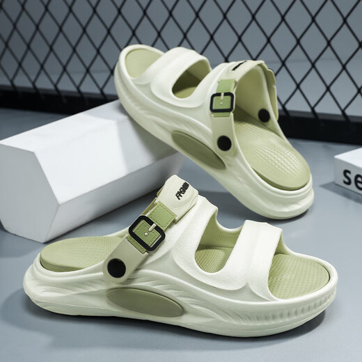 
Summer travel and driving casual dual-purpose slippers for men wearing flip-flops trendy and versatile beach sandals for men (AM) 25L5 Mint Green 42 Double size 42-43