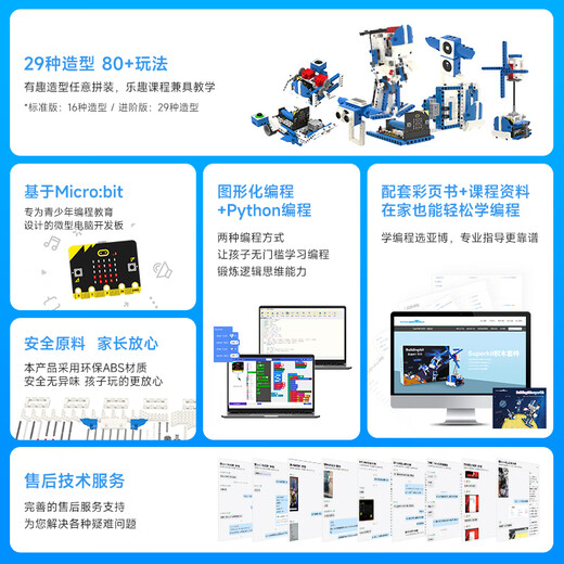 亚博智能（YahBoom）microbit可编程积木机器人套件图形化Python创客教育V2入门传感器 进阶版（含Microbit V2主板）