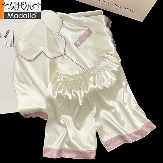 
Modal 2025 new ice silk pajamas for women short-sleeved summer thin silk for outdoor wearable home clothing suit spring and summer FS_9214# cardigan double short lace pocket 2XL