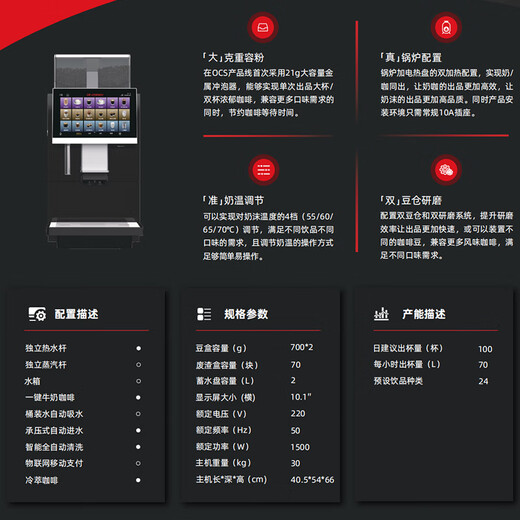 Dr.coffee F90 fully automatic coffee machine, double heating, 21g brewer, double bean bin, double grinding, large commercial coffee machine F90 coffee machine + refrigerator + ice maker + gifts