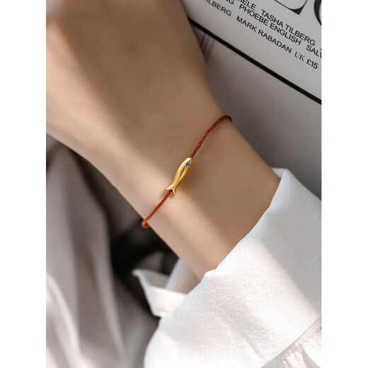 QUAMER method plated 18K gold koi fish bracelet holiday style new niche ins style gift koi green rope (bracelet)