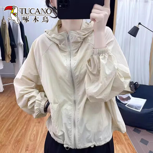Woodpecker Korean version of hooded thin sun protection jacket for women with small 2025 summer new trendy and versatile breathable sun protection clothing Blue S [recommended 80-100Jin [Jin equals 0.5 kg]]