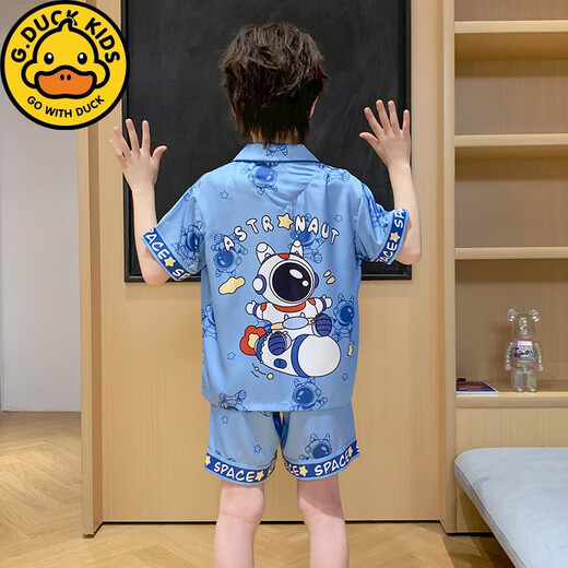 HARROW Little Duck Children's Pyjamas's Boys Boys Summer Ice Silk Thin Short Suit Suit d'été Médium d'été et Big Boys Cartoon à la mode Vêtements à domicile Ice Silk Slee à manches courtes G6624 # White Kuromi 170 Taille 12 [Hauteur suggéré 120-130cm]