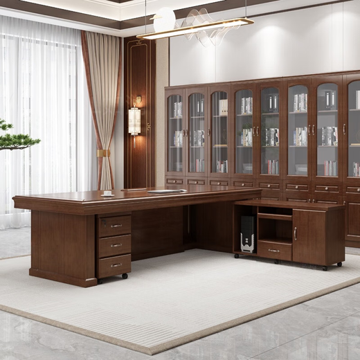 Xinjing new Chinese style boss desk all solid wood paint executive desk high-end president desk manager desk supervisor desk 1.8 meters