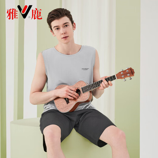 Yalu lanjing modal pijamas de algodón pantalones cortos de verano para hombres se puede usar ropa casera de pijamas para hombres se puede usar fuera de roca gris bxm679b l
