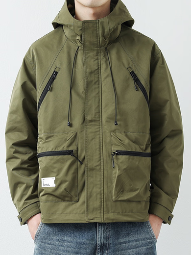 Scarecrow brand work jacket men's 2025 spring and autumn new style hooded jacket for young and middle-aged men's assault top men's black XL