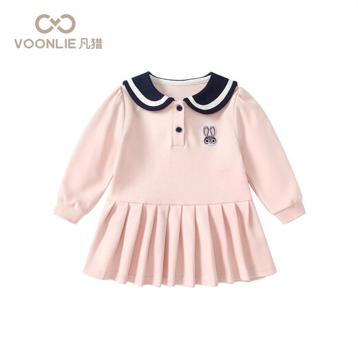 Fanhunting Girls' College Style Dress Autumn Fashionable Baby Princess Dress Children's Navy Collar Pleated Skirt Spring and Autumn