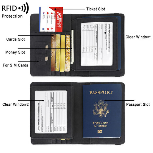 New new RFID passport clip overseas travel document storage bag vaccine card bag multifunctional passport protection case blue