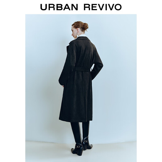 UR HOT 2025 new autumn women's simple temperament belt coat UWM150032