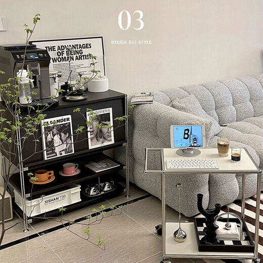 
Hisan stainless steel black flip door magazine cabinet storage rack chest of cabinet living room side cabinet entrance Nordic Bauhaus dining side cabinet lower drawer upper flip door cabinet combination 12604