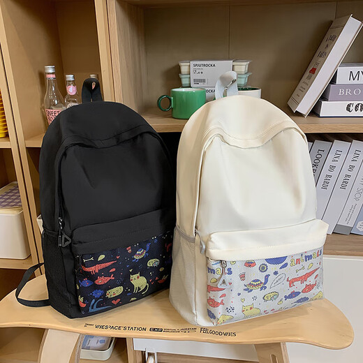 书包女高中生初中生小学生双肩包大学生电脑包简约时尚旅行背包 灰色 SG8459