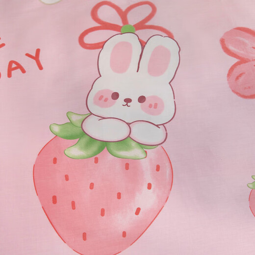 Pure cotton three-piece kindergarten quilt set, baby entry quilt cover, six-piece baby and child nap set, pure cotton, strawberry rabbit, pure cotton, breathable, soft and comfortable, single quilt cover 120*150cm