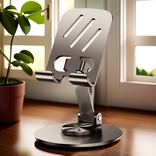 All-metal mobile phone stand desktop live broadcast online class tablet iPad support stand 360-degree rotating universal universal lifting and folding portable bed lazy person mobile phone stand gray