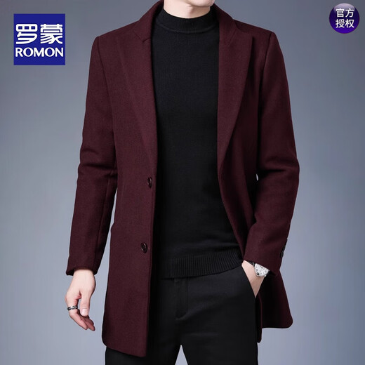 Romon Veste en laine à double face pour hommes Veste de costume en laine mi-long pour hommes en automne et en laine épaisse épaisse brise-vent pour hommes Recommandation noire L [111-125jin [Jin est égal à 0,5 kg]]]