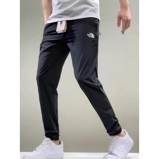 North Summer Elastic et léger pantalon de sport à séchage rapide hommes et femmes pantalon de soie glace décontractée mince pantalon décontracté à la mode 695-31948 Pantalon à séchage rapide noir xl
