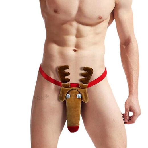 Banfishi men's thong sexy pure desire erotic underwear cos deer funny festival hollow jj set passion bed fawn thong men's underwear