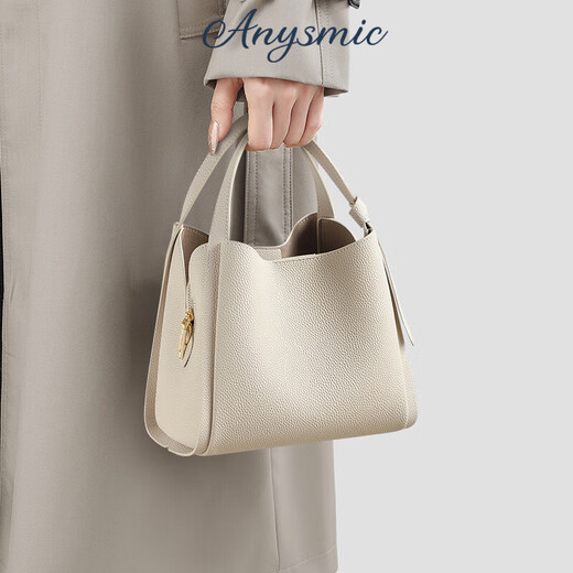 Anysmic Bag Damenbeutel leichte Luxus luxuriöse High-End-Marke Handtasche Frauen Eimer Tasche 2025 Neues echtes Leder One-Shoulder Crossbody Body Damen-Elefantengrau