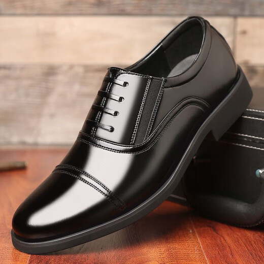 Yi Liangying Military Quality Men's Leather Shoes First-Class Cowhide Business Casual Wear-Resistant Anti-Slip Men's Fine Leather Shoes Black 206 41 Standard Size