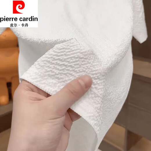 皮尔卡丹（pierre cardin）2025新款夏季冰丝肌理感绣标圆领男士短袖时尚半袖百搭轻奢T恤男 【夏季短袖】6628黑色 M 80-105斤