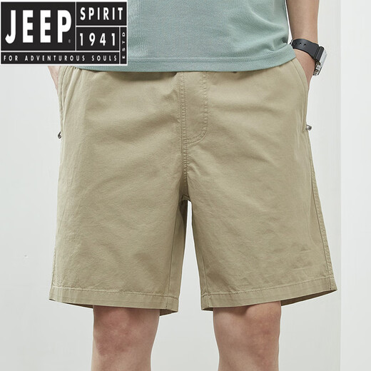 JEEP SPIRIT summer shorts men's solid color casual pants outside wearing men's loose simple five-point pants men's pants 9215 navy blue M