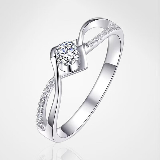 Star Eye Jewelry Special Price White Platinum 18K Gold Diamond Ring Twisted Arm Six Claw Ring 50 Points Real Diamond Looking for a Wedding Gift for My Wife Diamond Ring - 50 Points M-N Color VS Clarity 9-20 Circles Can Be Remarked