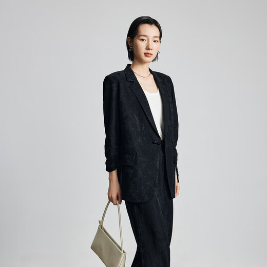 Tricolor Acetic Acid 2025 Autumn New Commuting Blazer Suit Temperament Simple Black M 160/84A