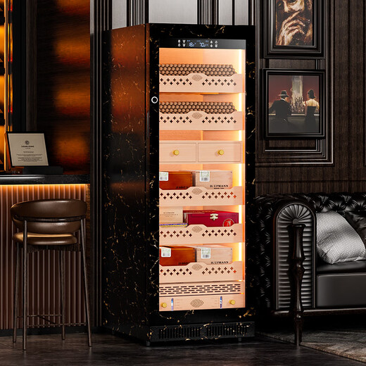 CIGARLOONG CL-188C2 cigar cabinet, precise constant temperature and humidity, fingerprint lock, compressor cabinet, natural cedar wood inner tank, WiFi intelligent control constant humidity cabinet, water ion ammonia removal, household smoke cabinet 120C2 black gold cedar wood inner tank