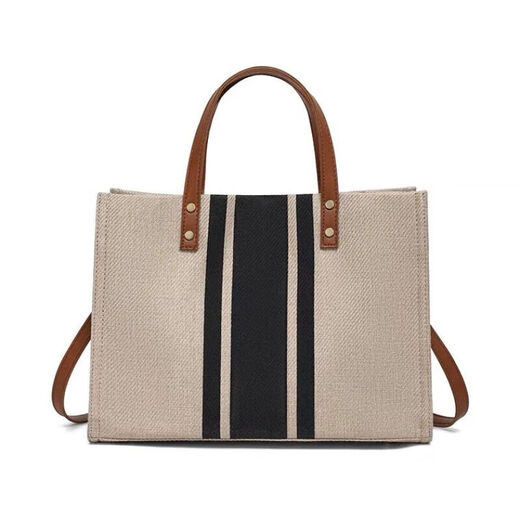 
MPPMCK bag new 2025 bag women's bag portable summer large capacity mommy canvas linen crossbody single shoulder 9930 striped black-