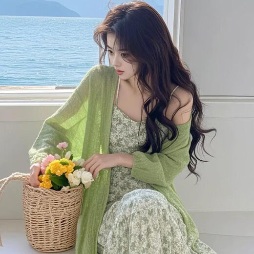 Après le lundi coréen 2025, le printemps tricot cardigan robe florale robe de mode de mode féminine 3882W # m [suggère 100jin [Jin est égal à 0,5 kg] ci-dessous]